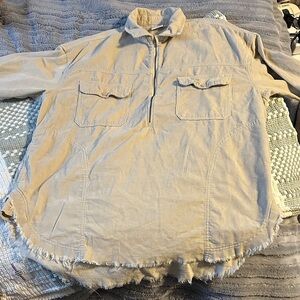 Women’s Aerie Beige Frayed Hem Pullover